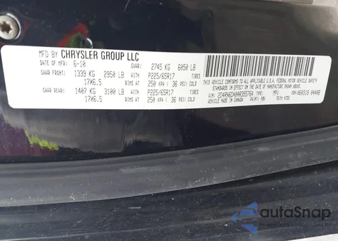 2010 Dodge Grand Caravan Crew z USA, uszkodzony, nr VIN 2D4RN6DX0AR355764